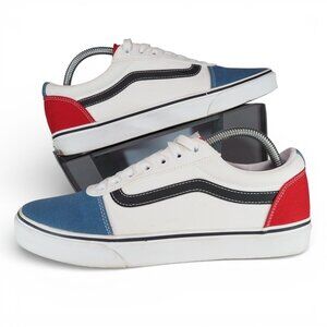 Vans Ward Colorblock Skate Shoes Men's 9 White / Red / Blue / Black